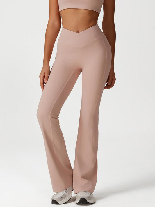 Cross High Waist Yoga Bell-Bottom Pants Women Dance Sports Wide Leg Pants Casual Hip Lifting Fitness Bootcut Trousers