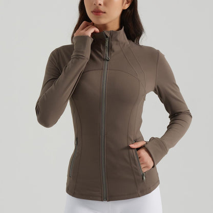Yoga Clothes Coat Women Running Cycling Sports Long Sleeve Slim Stand Collar Sports Workout Clothes Women