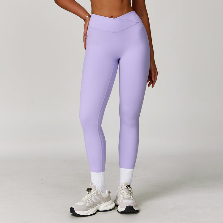 Sollinarry Nude Feel Yoga Pants Cross High Waist Tight Casual Trousers Running Sports Fitness Yoga Pants Yoga Pants