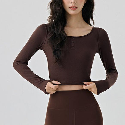 Scoop Yoga Clothing Top Women Short Slim Fit Slimming Workout Top