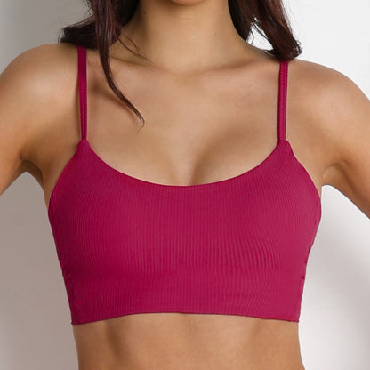 Sports Bra Yoga Clothes Women Adjustable Spaghetti Strap Rib Sexy Spaghetti Straps Outerwear Running Training Workout Clothes