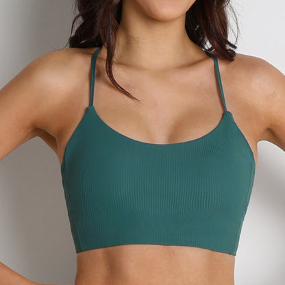 Sports Bra Yoga Clothes Women Adjustable Spaghetti Strap Rib Sexy Spaghetti Straps Outerwear Running Training Workout Clothes
