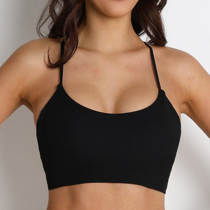Sports Bra Yoga Clothes Women Adjustable Spaghetti Strap Rib Sexy Spaghetti Straps Outerwear Running Training Workout Clothes