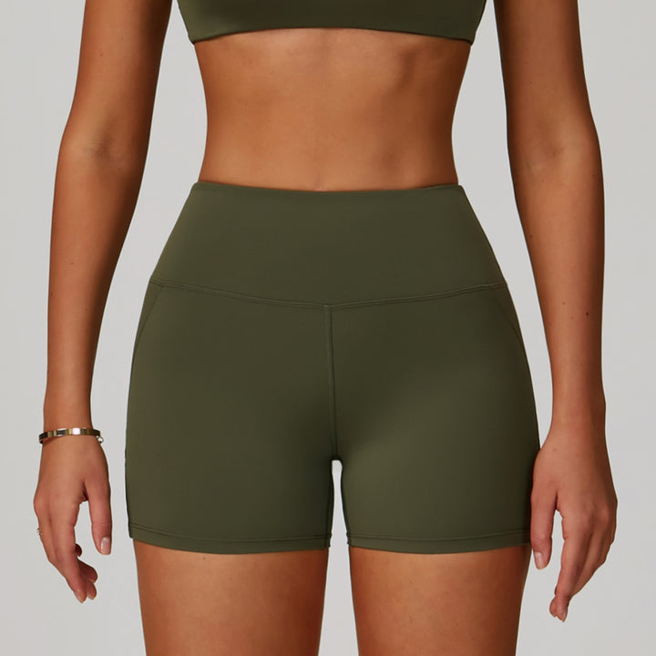 Sollinarry Cloud Sense High Waist Yoga Shorts Quick Dry Hip Raise Belly Wrap Shorts Outdoor Running Sports Fitness Shorts