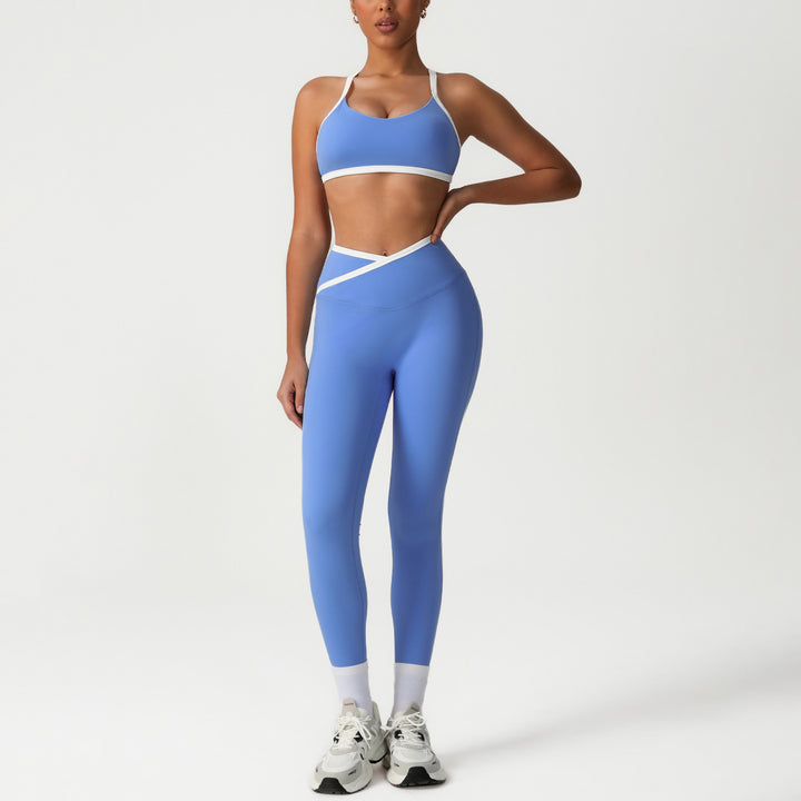 Peach Hip High Waist Tight Yoga Pants Women Gather Shockproof Bra Running Sports Set Workout Clothes
