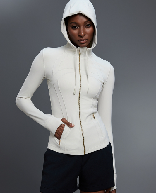 Yoga Jacket Women Slim Fit Slimming Hooded Cardigan Coat Running Sports Fitness Long Sleeved Upper Garment