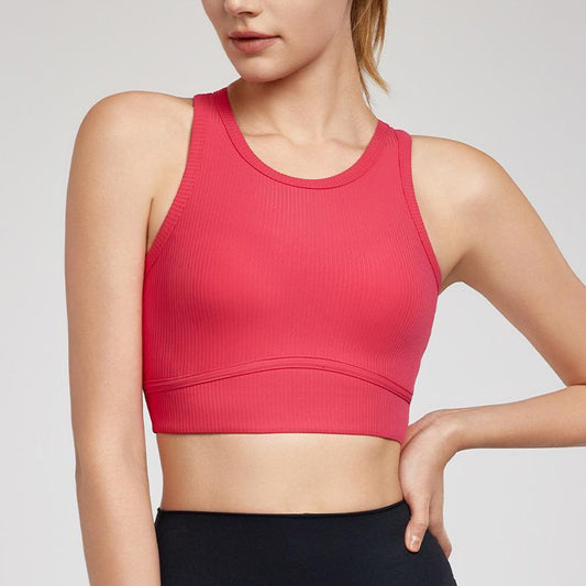 Spring Summer Strong Support Beauty Back Yoga Vest Women Chest Pad Nude Feel I-Shaped Workout Underwear Running Top