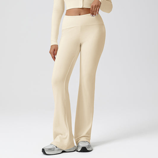 Autumn Sports Casual Bootcut Trousers High Waist Folding Hip Raise Yoga Pants Drape Dance Training Workout Pants