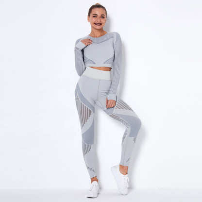 Long Sleeve Trousers Suit-Light Gray
