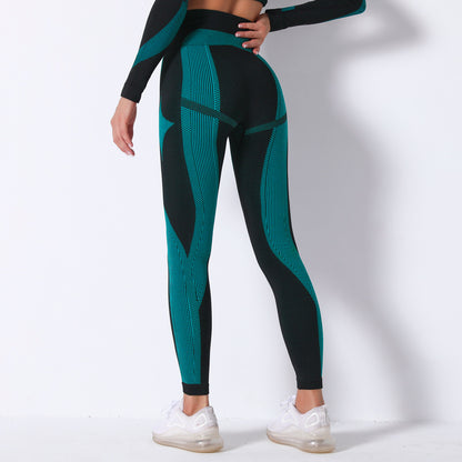 Seamless Sexy Stripes Hip Lifting Internet Celebrity Workout Pants Absorb Sweat Running Sports Fitness Yoga Pants Women