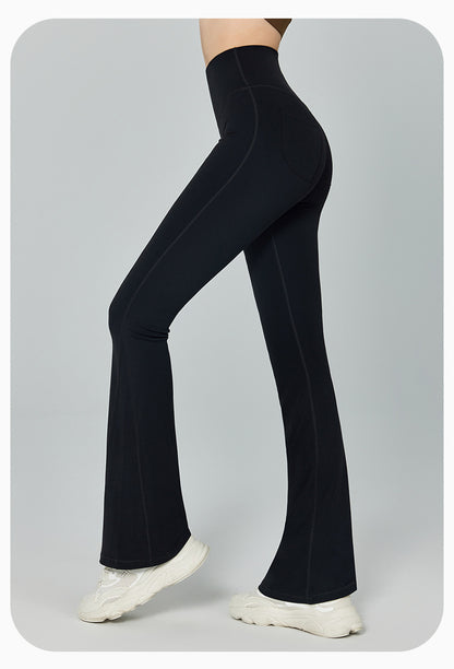 Thin Gao Shi Line Yoga Trousers Women High Waist Hip Lift Fitness Bell Bottom Pants Slim Slimming Wide Leg Pants Outer Wear