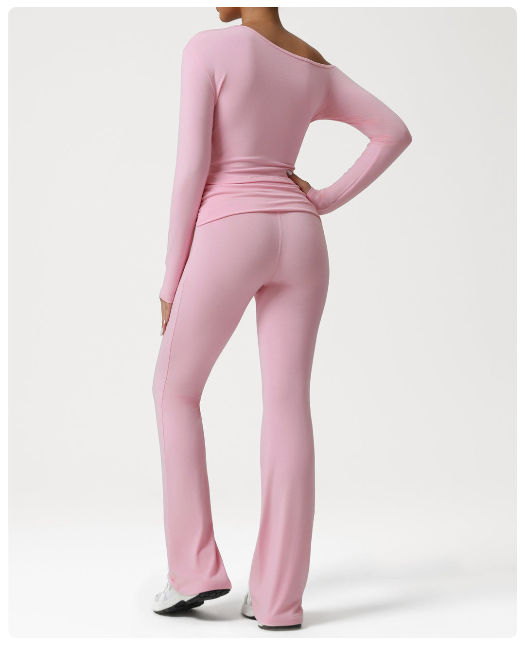 Autumn Oblique Shoulder Yoga Clothes Long Sleeved Top Women Cross High Waist Ruched Fitness Bootleg Pants Sports Set