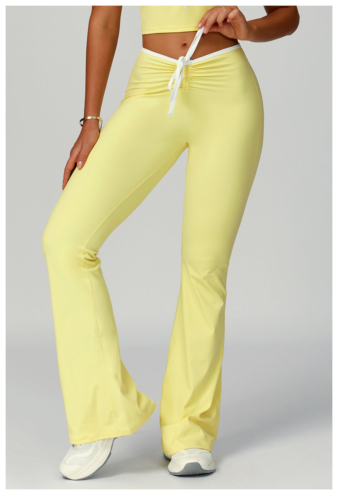 Sollinarry Contrast Color Binding Bell Bottom Pants Yoga Fitness Exercise Bootcut Trousers High Waist Slim Flare Pants Bell-Bottom Pants Women