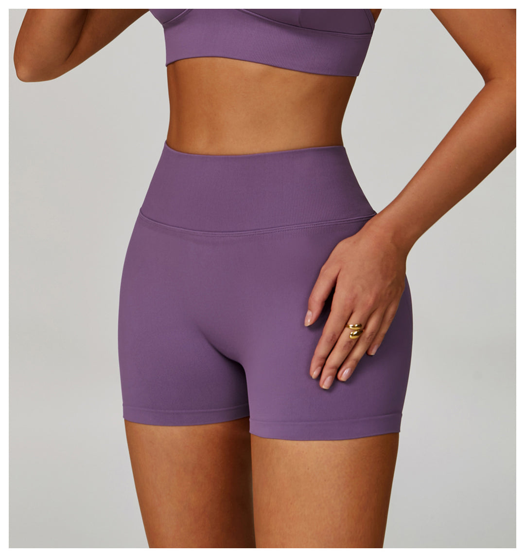 Sollinarry Seamless Knitted Tight Yoga Shorts Women V Shaped Waist Outer Wear Running Sports Quick Drying Fitness Pants