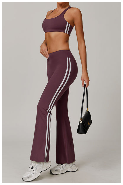 Sollinarry Nude Feel Sports Trousers Slightly Stretch Slimming Wide Leg Fitness Pants Quick Dry Casual Running Bell Bottom Pants