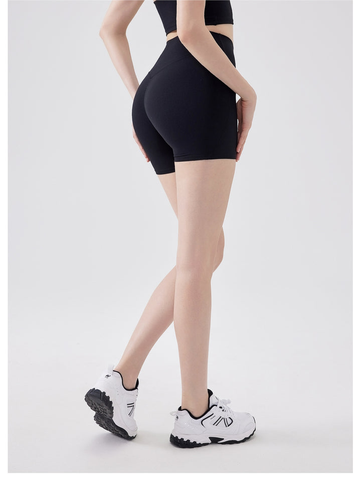 Nude Feel Three Points High Elastic Tight Bum Lift Shorts Women Yoga Workout Clothes Belly Contracting Exercise Running Training Pants