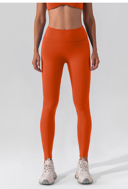 High Waist Stretch Brushed Nude Feel Yoga Pants Hip Lift Belly Shaping Slim Fit Fitness Pants Training Running Workout Pants Women