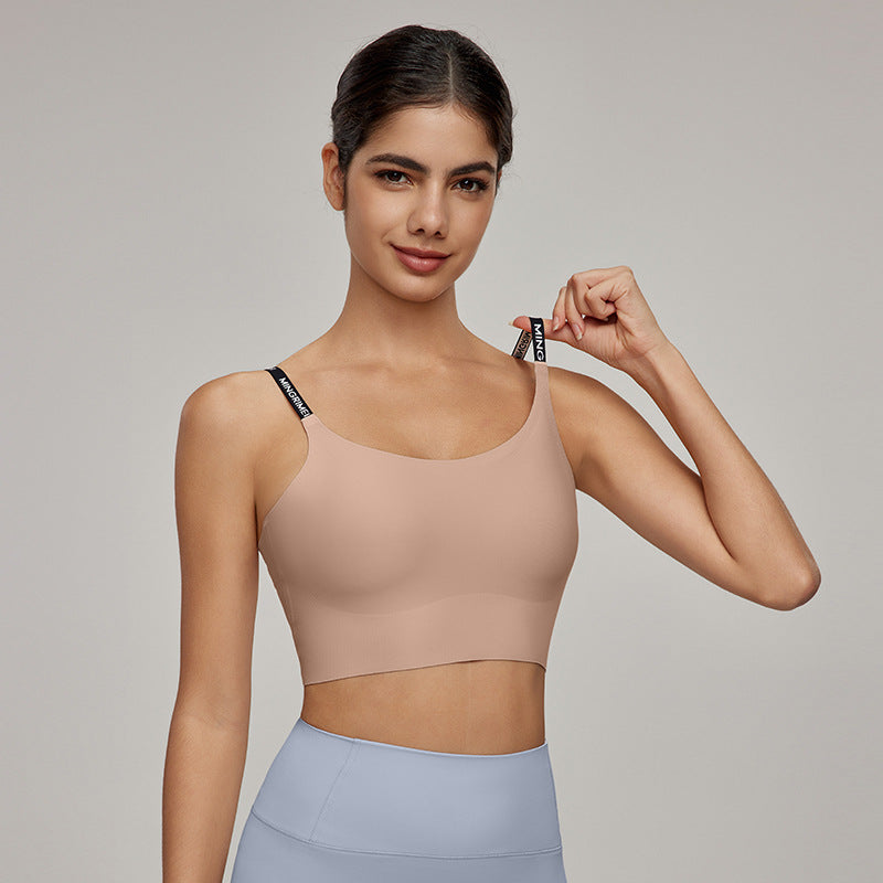 Medium Tenacity Sports Underwear Women One Piece Fixed Cup Yoga Bra Sports Running Workout Beauty Back Bra