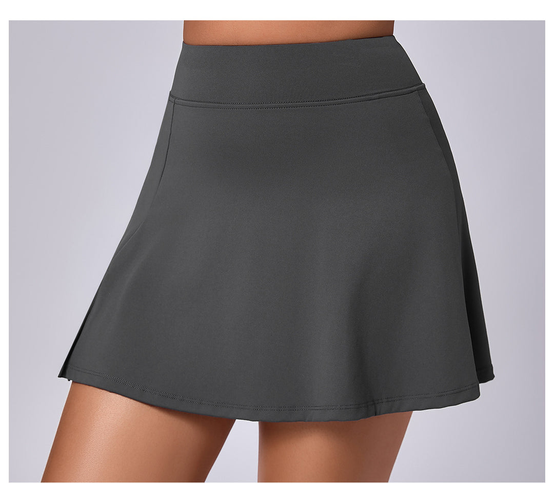 Double Layer Tight Yoga Skirts Pocket Mini Culottes Running Fitness Tennis Anti Exposure Exercise Skirt