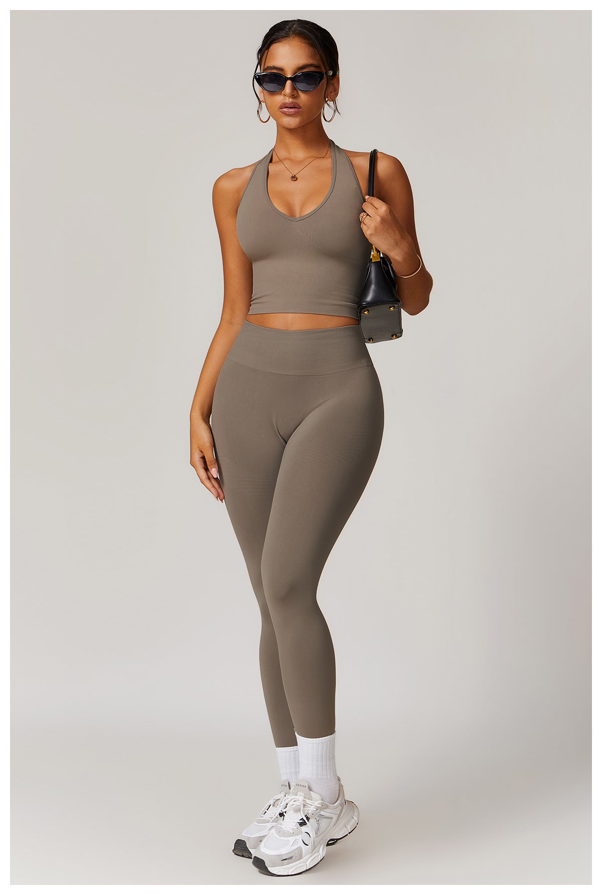 Sollinarry Breathable Halter Beauty Back Yoga Bra Seamless Sports Underwear Women Summer Shockproof Workout Top