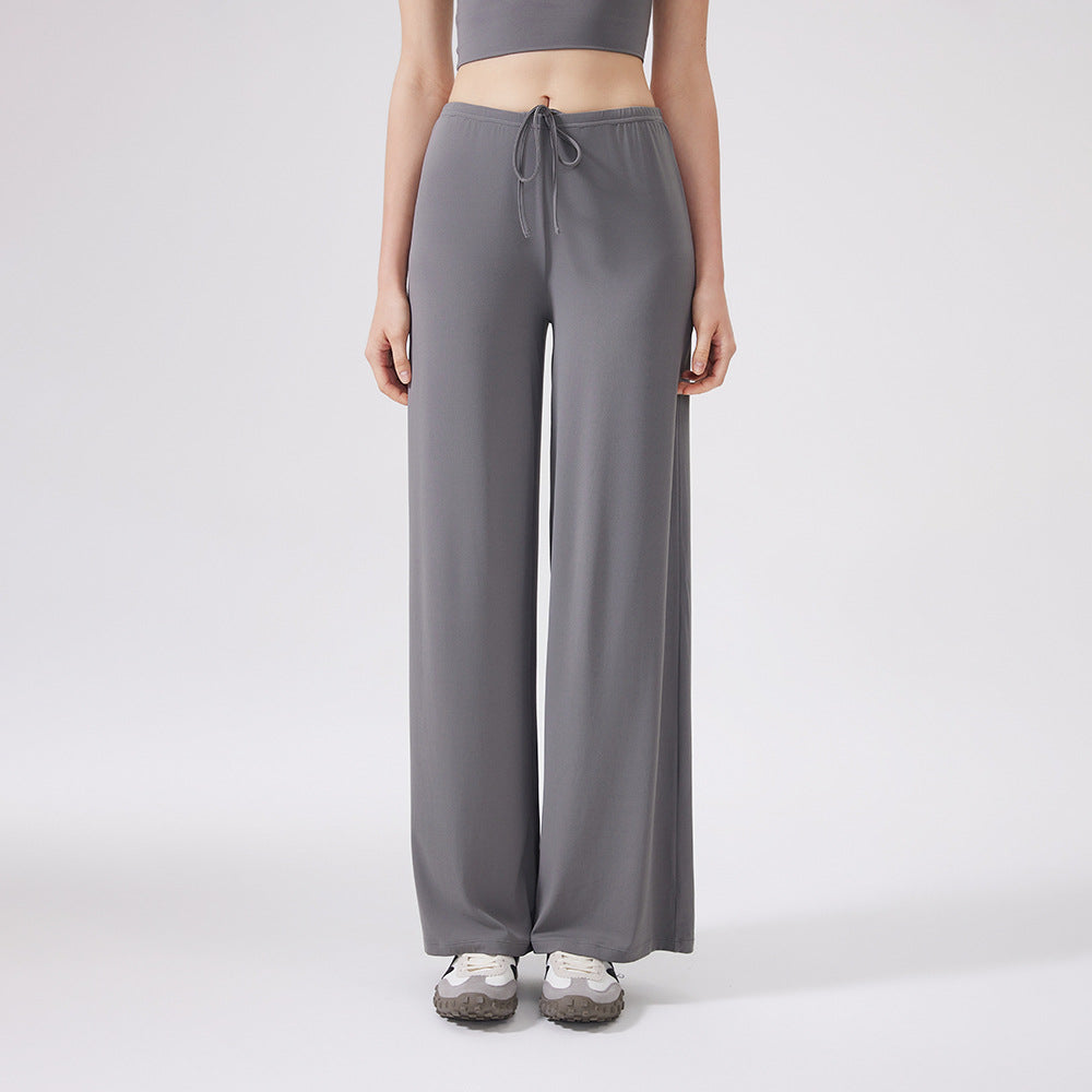 Cool Feeling Wide Leg Sports Trousers Antibacterial Loose Slimming Draping Effect Sports Pants Outdoor Running Yoga Pants Straight Leg Pants