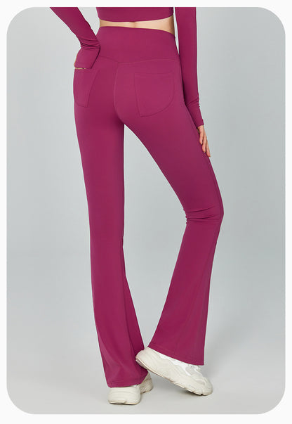 Thin Gao Shi Line Yoga Trousers Women High Waist Hip Lift Fitness Bell Bottom Pants Slim Slimming Wide Leg Pants Outer Wear