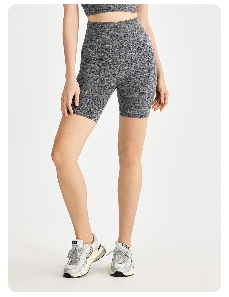 Seamless Weaving Seamless Sports Shorts Women High Waist Hip Lift Casual Pants Slimming Tight Running Yoga Short Length Pants