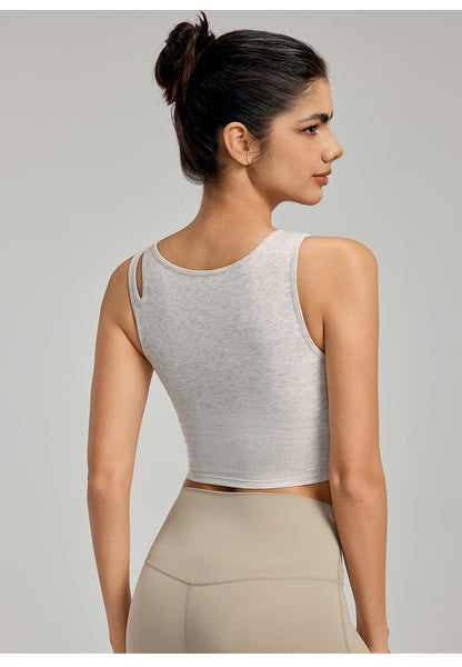 Women Pilates Workout Top Running Yoga Vest with Chest Pad