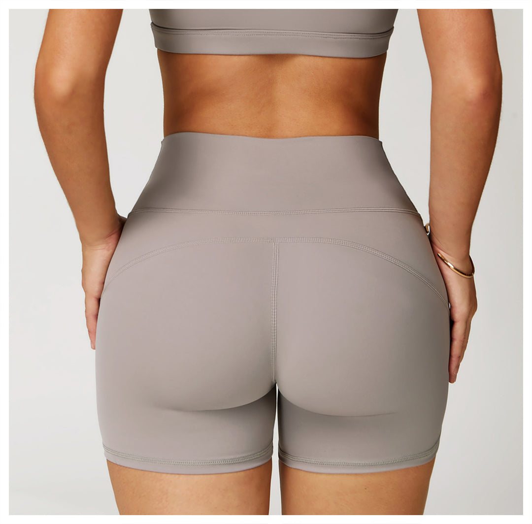 Sollinarry Nude Feel Yoga Shorts Women High Waist Quick Drying Skinny Slimming Shorts Running Exercise Workout Pants