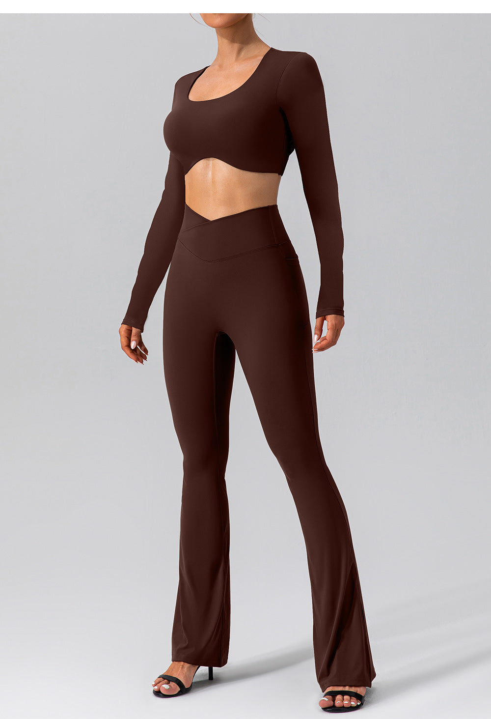 Autumn Nude Feel Stretch Sports Yoga Bell Bottom Pants Skinny Slimming High Waist Peach Hip Lifting Fitness Trousers