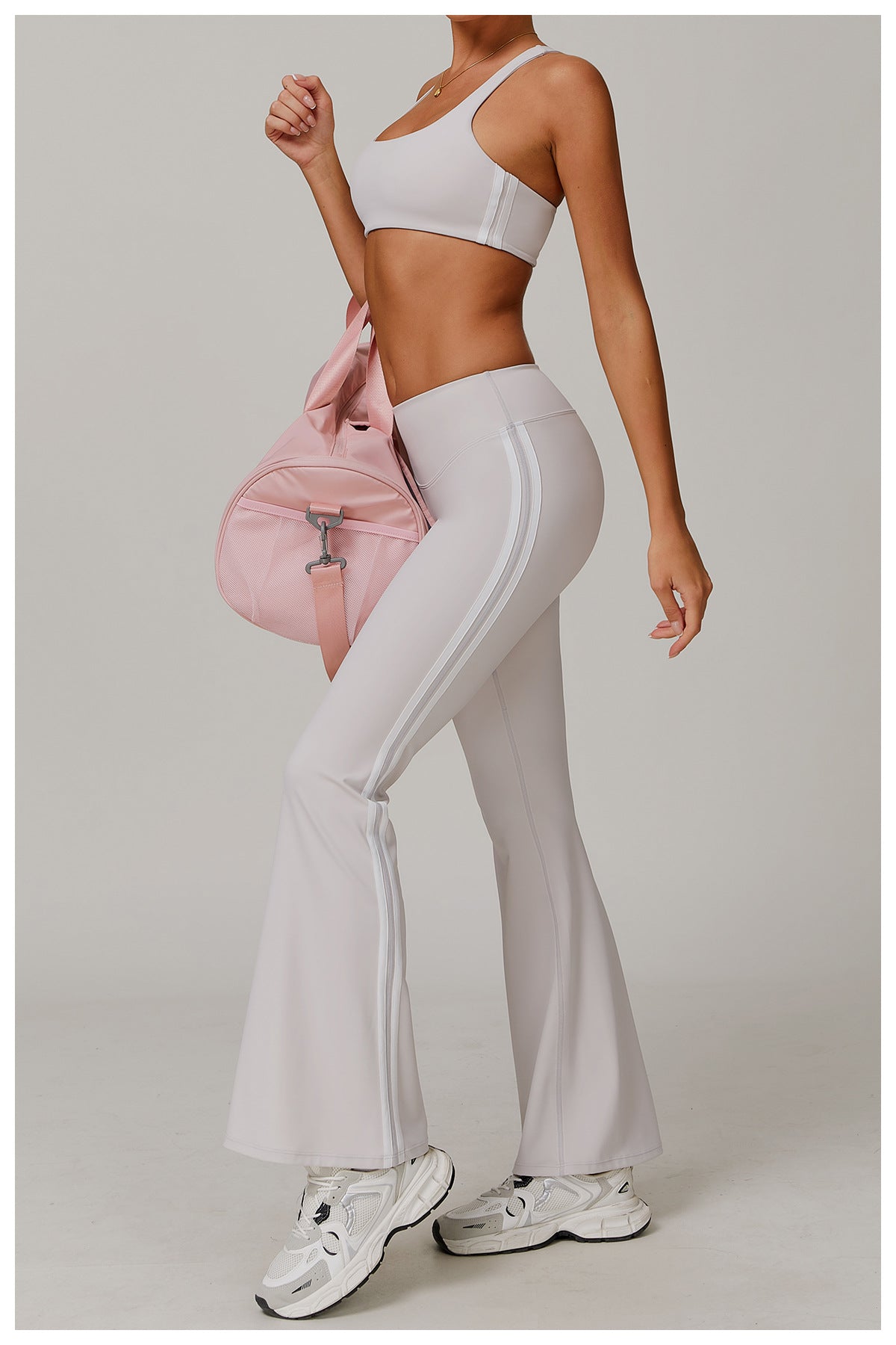 Sollinarry Nude Feel Sports Trousers Slightly Stretch Slimming Wide Leg Fitness Pants Quick Dry Casual Running Bell Bottom Pants