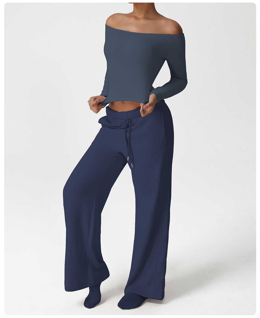 Nude Feel Casual Sports Pants Loose Pockets Straight Wide Leg Pants Dance Training Yoga Pants Running Fitness Pants