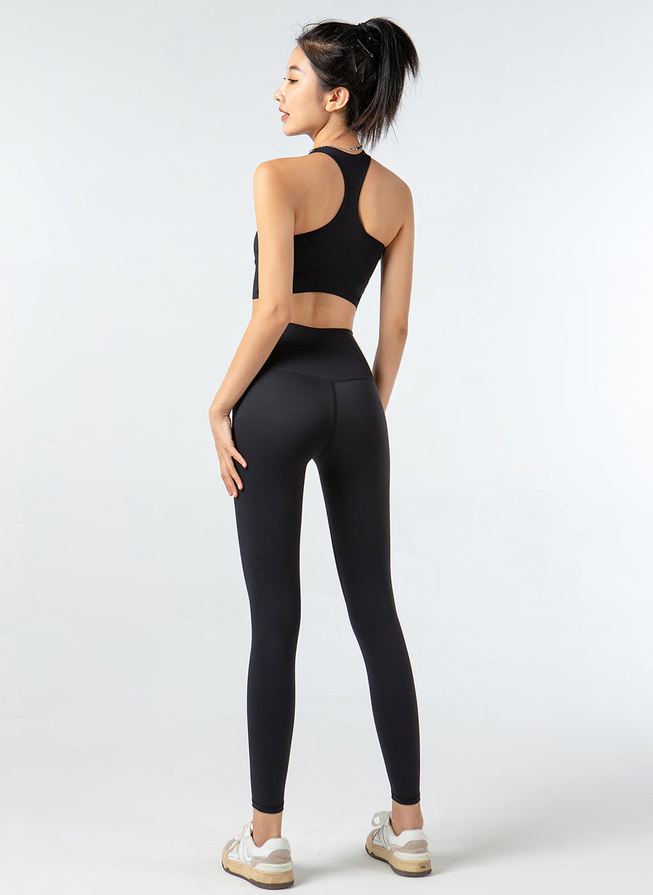 Fixed Chest Pad Underwear Sports Vest Slimming Fitness Suit Breathable Quick Drying Running Belly Contracting Yoga Clothes Two Piece Set