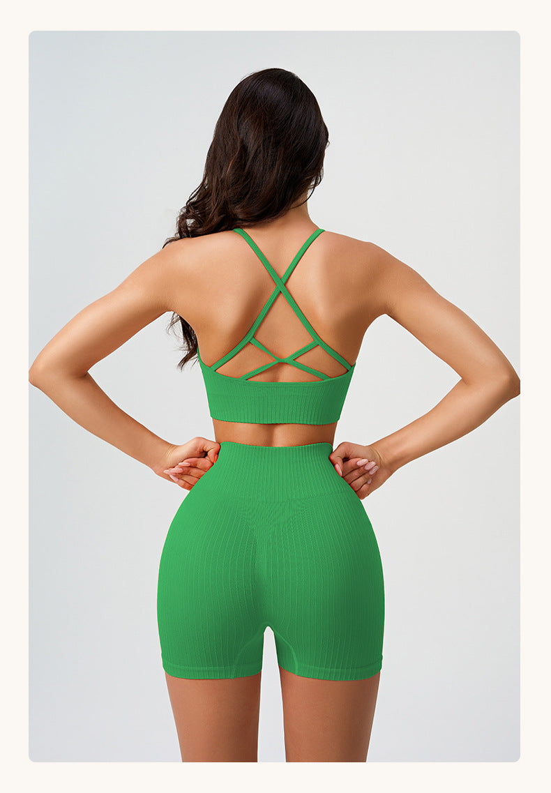 High Elastic Yoga Pants Women High Waist Peach Hip Quick Drying Skinny Running Fitness Pants Thread Solid Color Sports Suit