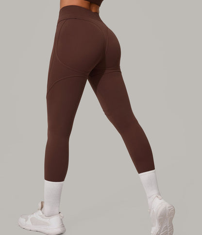 Autumn Sand High Waist Hip Lift Brushed Yoga Pants Running Quick Drying Fitness Pants Waist Slimming Hip Tight Sports Pants