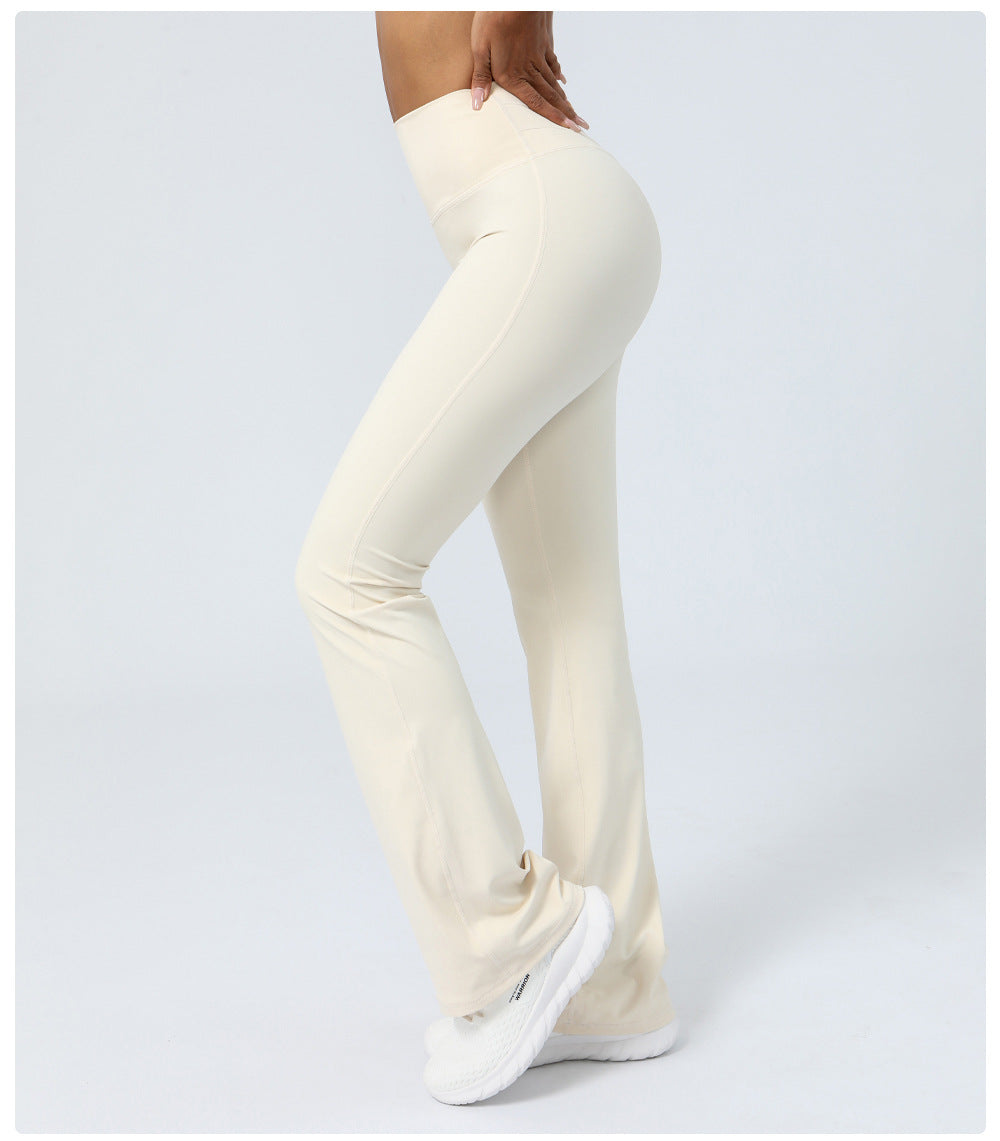 Nude Feel Tight Dance Wide Leg Pants Hip Raise High Waist Casual Flared Pants Fitness Sports Yoga Pants Women