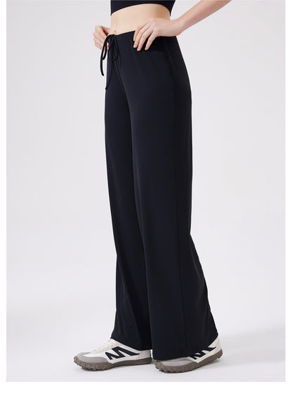 Cool Feeling Wide Leg Sports Trousers Antibacterial Loose Slimming Draping Effect Sports Pants Outdoor Running Yoga Pants Straight Leg Pants