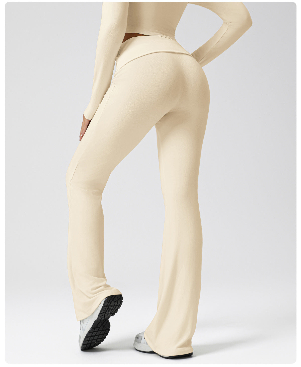 Autumn Sports Casual Bootcut Trousers High Waist Folding Hip Raise Yoga Pants Drape Dance Training Workout Pants