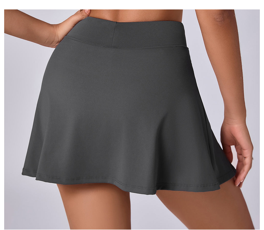 Double Layer Tight Yoga Skirts Pocket Mini Culottes Running Fitness Tennis Anti Exposure Exercise Skirt
