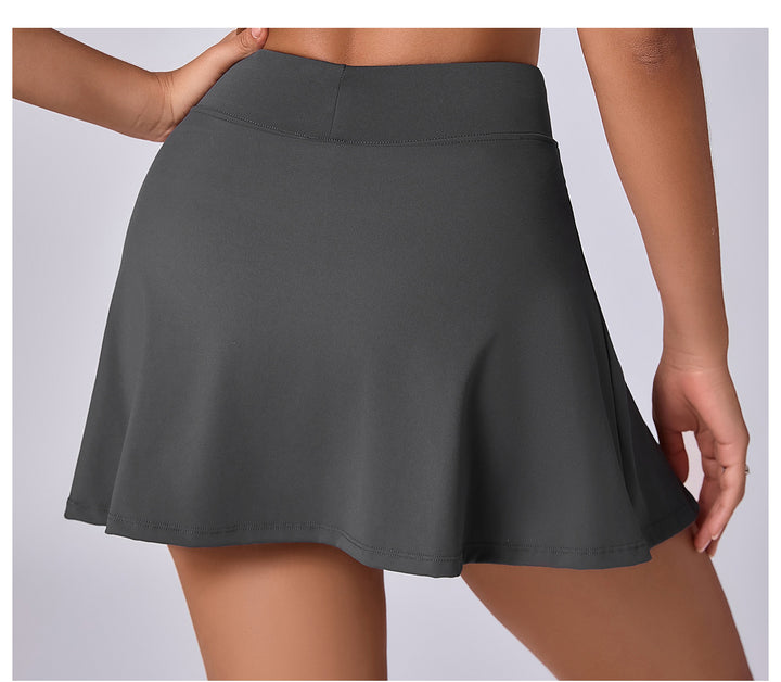 Double Layer Tight Yoga Skirts Pocket Mini Culottes Running Fitness Tennis Anti Exposure Exercise Skirt