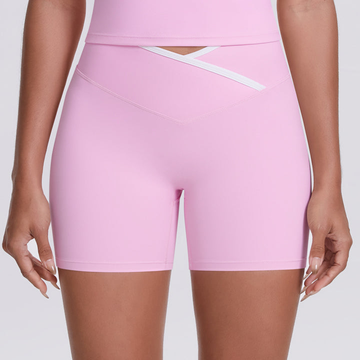 Cross High Waist Yoga Shorts Tight Nude Feel Peach Hip Lifting Sport Shorts Women Outer Wear Fitness Yoga Pants