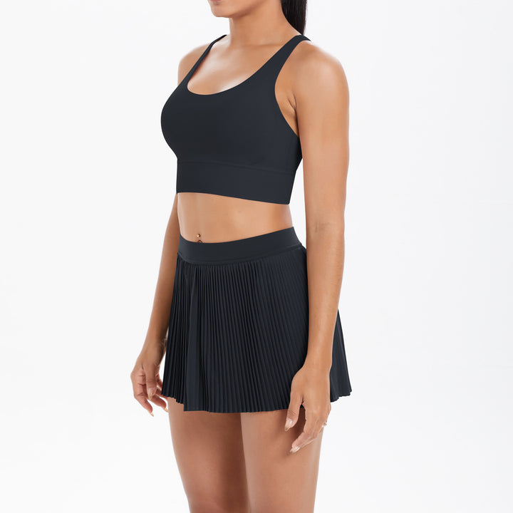 Yoga Wear Sexy Beauty Back Sports Bra Anti Exposure Breathable Tennis Skirt Tight Culottes Fitness Set Women