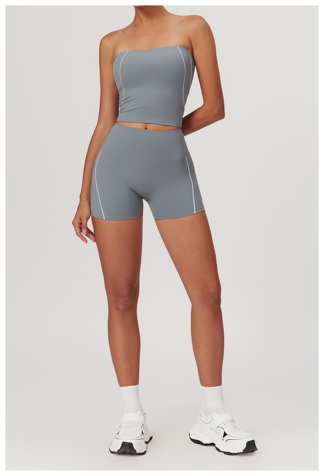 Sollinarry Summer Nude Feel Tight Back Yoga Clothes Suit Women Belly Contracting Hip Lifting Outdoor Running Sports Suit