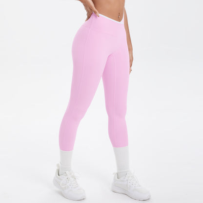Sexy Hip Lifting Cross High Waist Cropped Pants Women Sports Fitness Pants