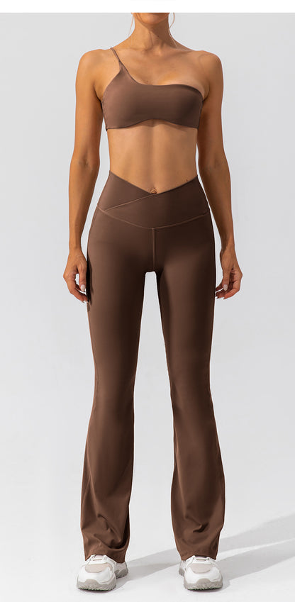 Tight Dance Wide-Leg Pants Hip Lifting High Waist Casual Flared Pants Fitness Sports Yoga Trousers