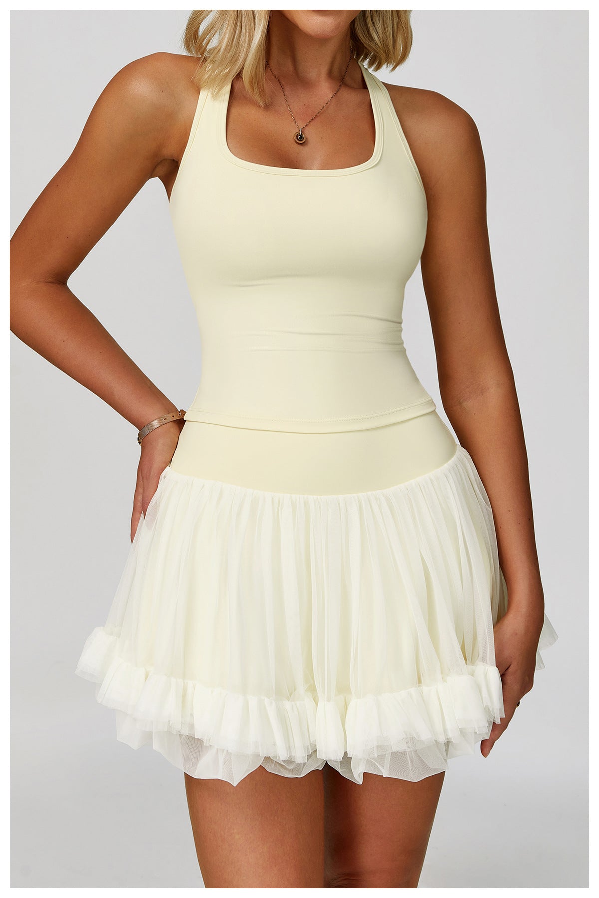 Sollinarry Summer Anti Exposure Base High Waist Tennis Skirt Casual A line Skirt Mesh Sports