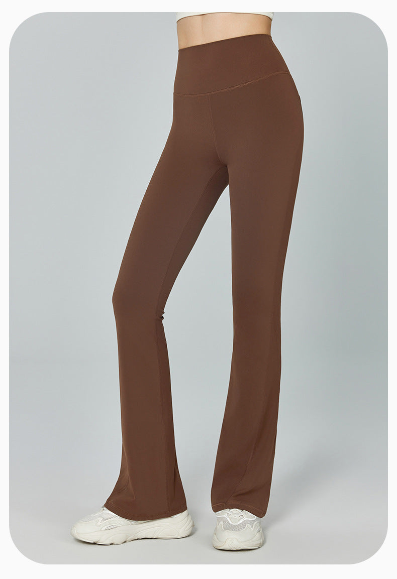 Thin Gao Shi Line Yoga Trousers Women High Waist Hip Lift Fitness Bell Bottom Pants Slim Slimming Wide Leg Pants Outer Wear