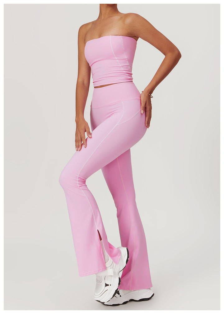 Sollinarry Summer Nude Feel Tight Back Yoga Clothes Suit Women Belly Contracting Hip Lifting Outdoor Running Sports Suit
