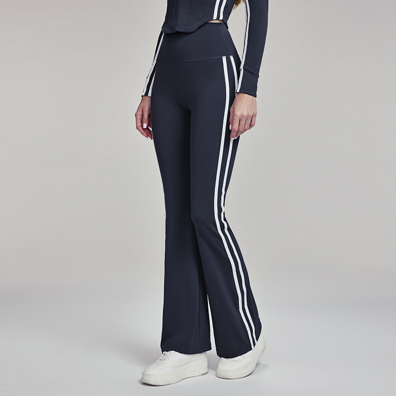 Slim Yoga Trousers Women Outer Wear Thin High Waist Belly Contracting Fitness Bell Bottom Pants Pilates Training Workout Pants