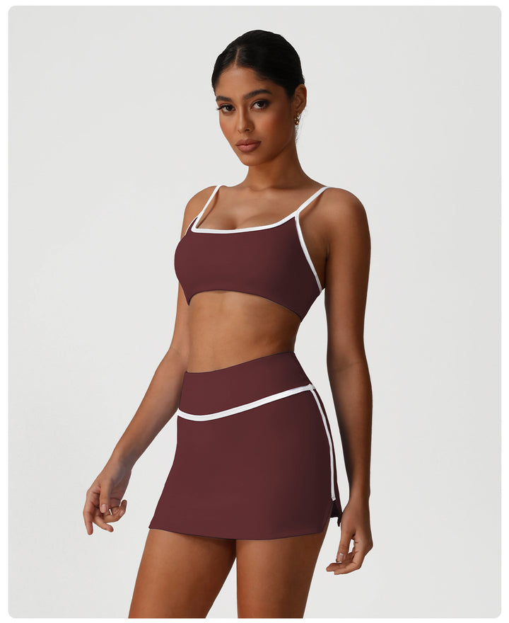 Sports Contrast Color Yoga Skirts High Waist Hip Lift Quick Drying Tennis Skirt Outdoor Sports Casual Skirt